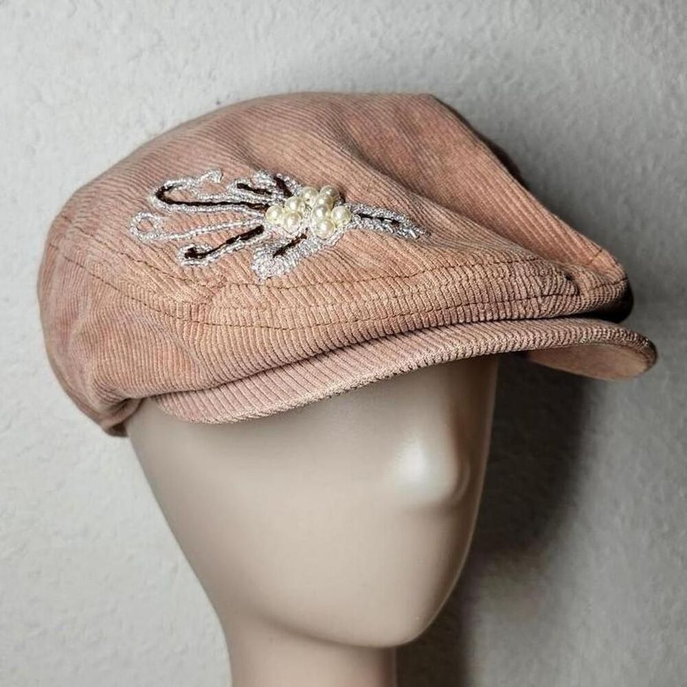 vintage y2k 2000s hollister corduroy beaded newspaper hat